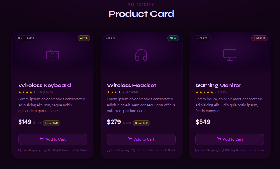 product cards